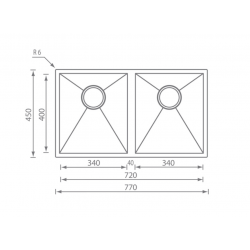 Ανοξείδωτος Νεροχύτης 77×45 Επικαθήμενος με 2 Γούρνες Sanitec Filo Quadra 11909 2V Inox Σατινέ